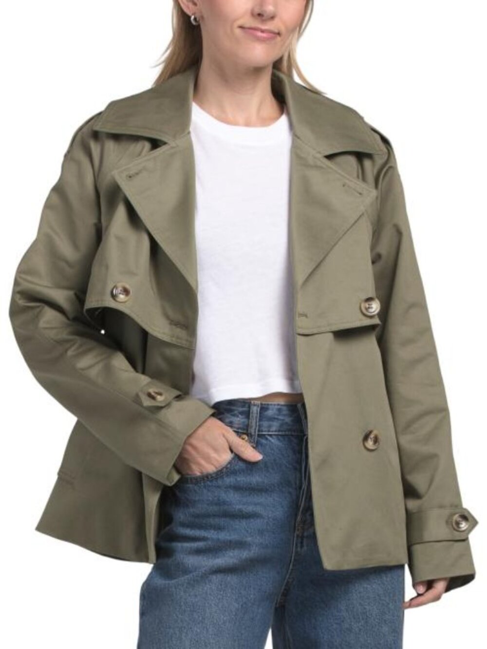 BERNARDO Cotton Twill Short Trench Coat